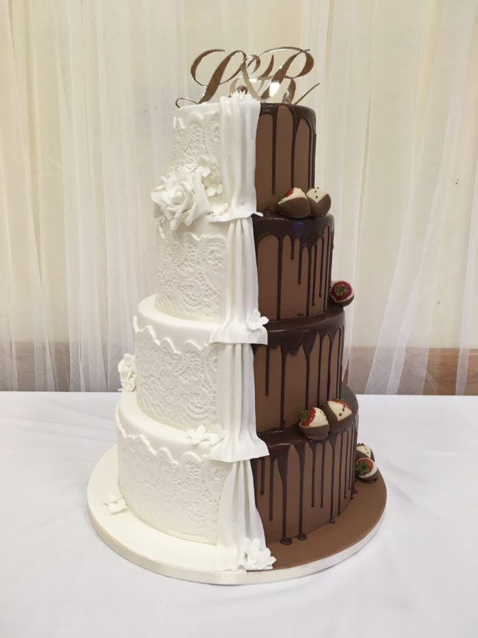 Half & Half Wedding Cake - Dreams and Wishes Cake Company