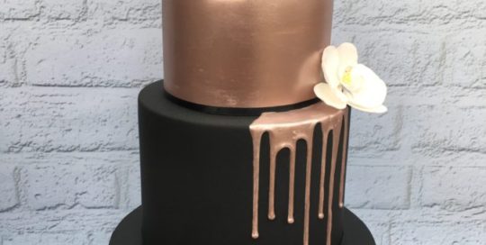 Rose Gold & Black Wedding Cake